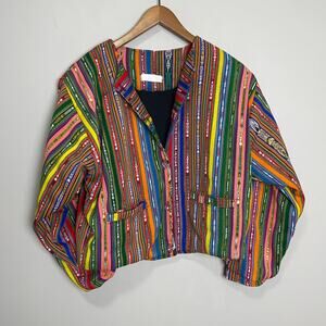 Amazing Colorful Woven Cropped Puffy Jacket L